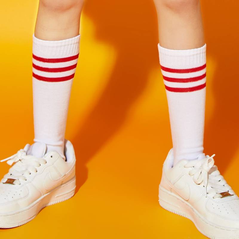 Children's red striped socks